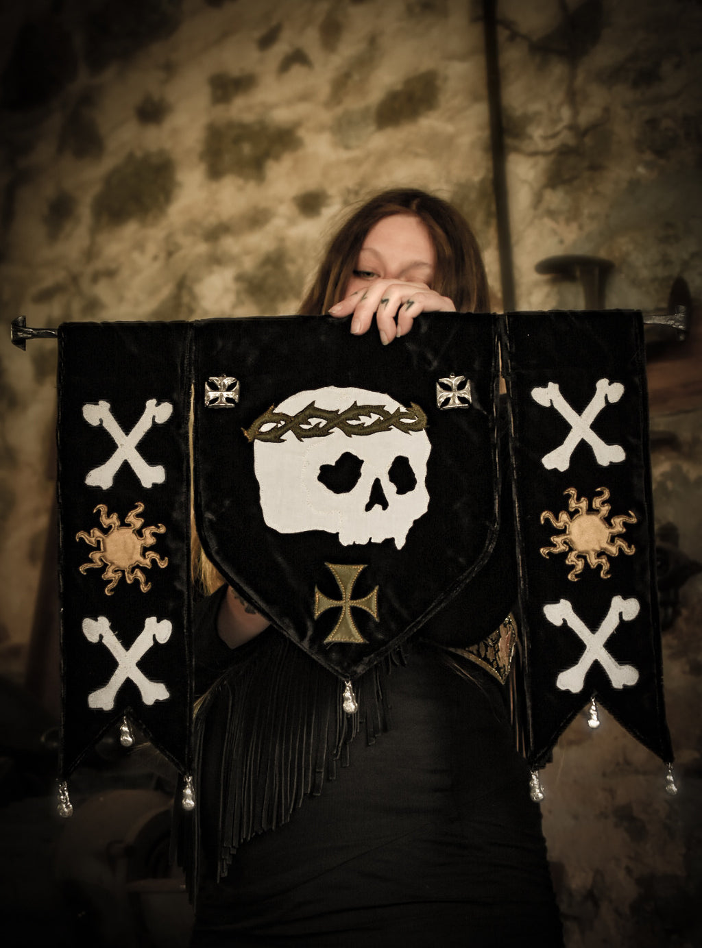 - BANNIÈRE - Etsi Mortuus Urit ! - VELOURS NOIR